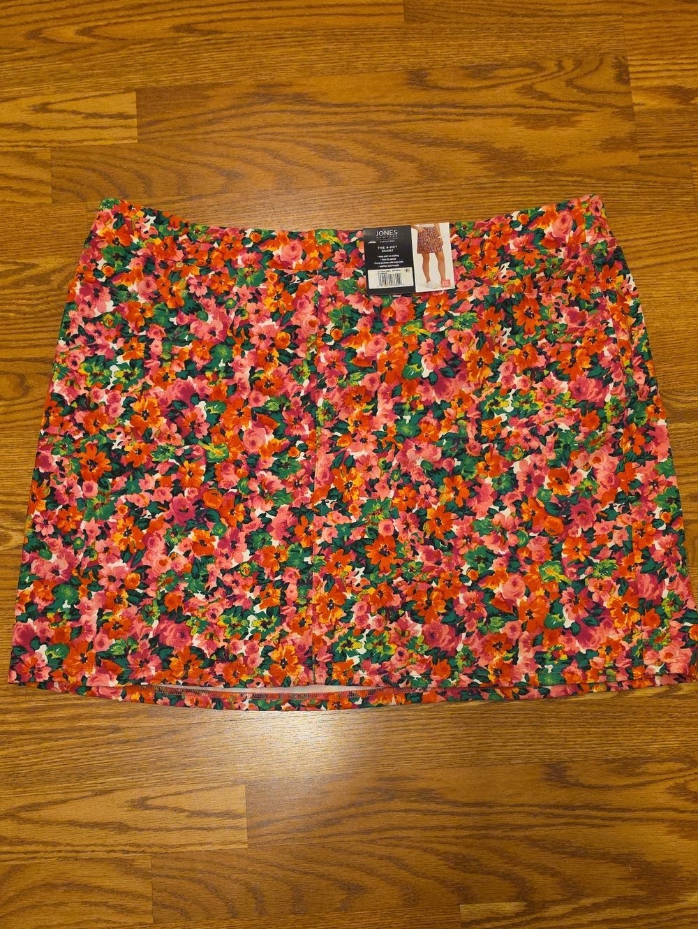 New Jones New York Floral Mini Skort - Pink & Orange